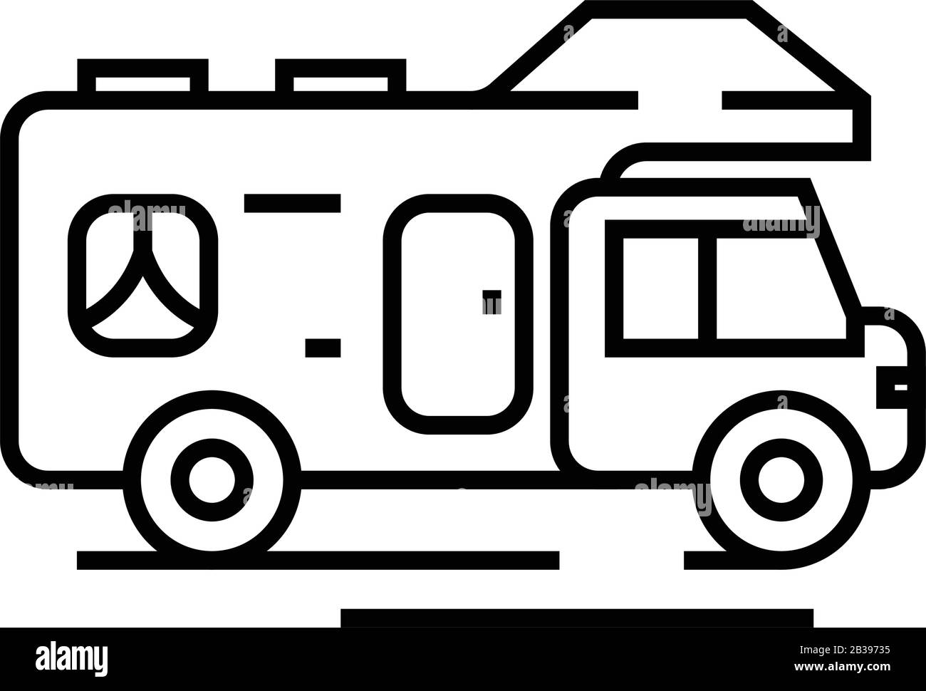 Icône de ligne de bus touristique, panneau concept, illustration vectorielle, symbole linéaire. Illustration de Vecteur