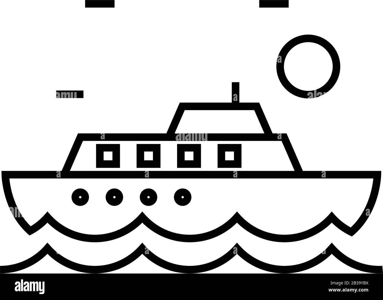 Icône de ligne de navire touristique, panneau concept, illustration vectorielle, symbole linéaire. Illustration de Vecteur