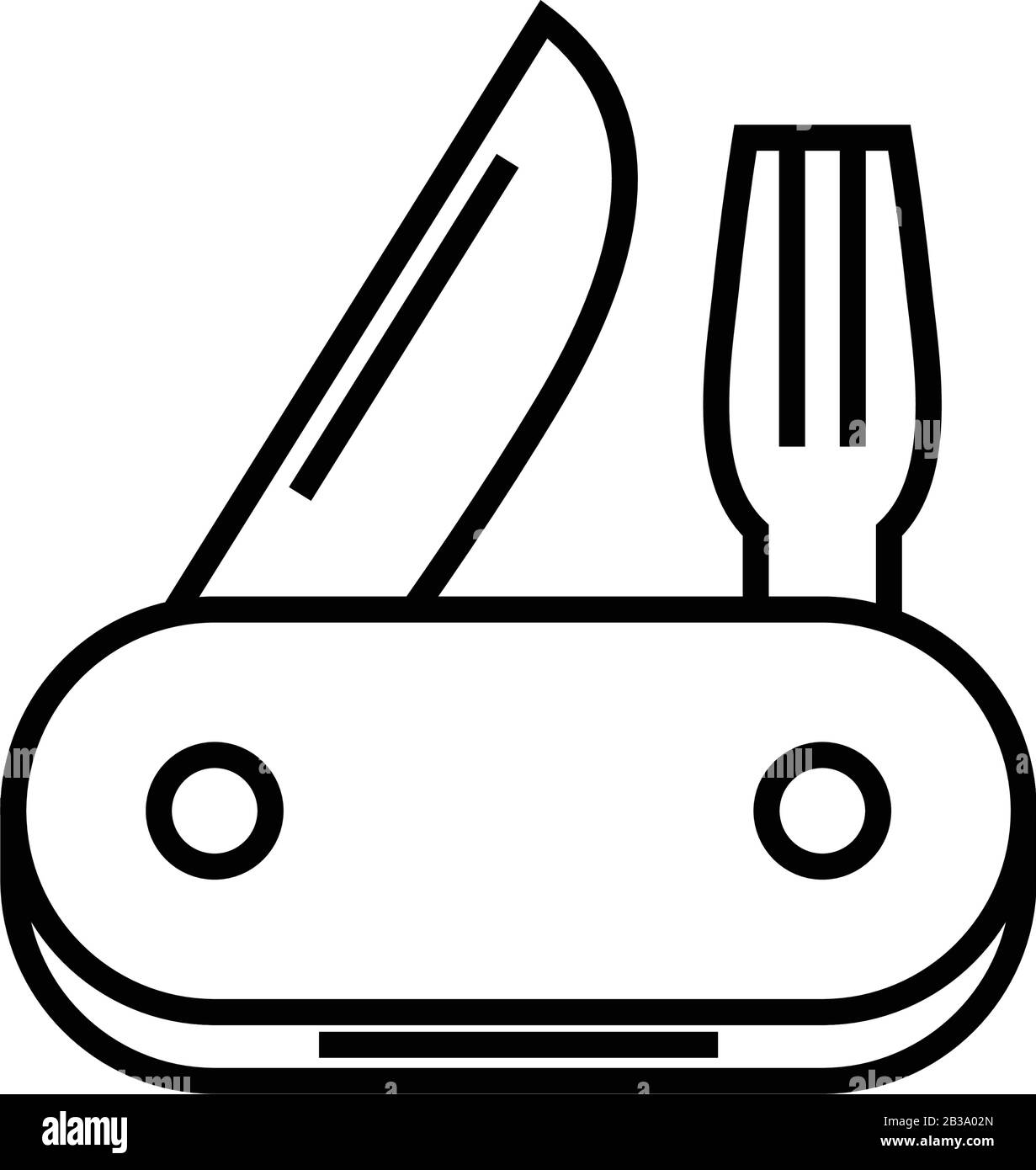 Icône de ligne de couteau touristique, signe de concept, illustration vectorielle de contour, symbole linéaire. Illustration de Vecteur