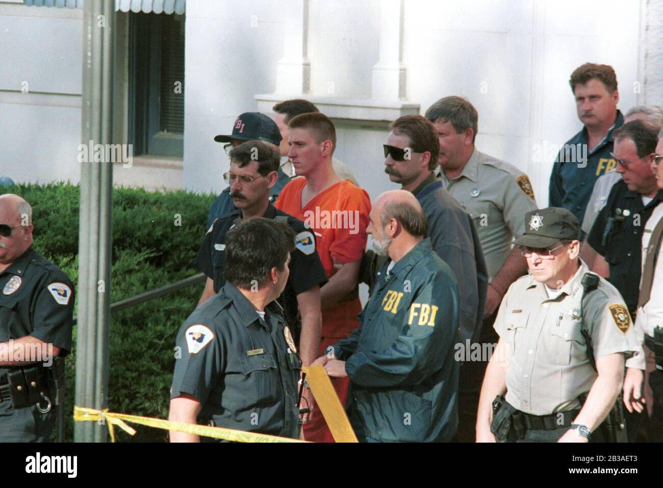 Perry, Oklahoma USA, 21 avril 1995 : Timothy McVeigh arrêté 2 jours après le bombardement terroriste du bâtiment fédéral de Murrah à Oklahoma City. Banque D'Images