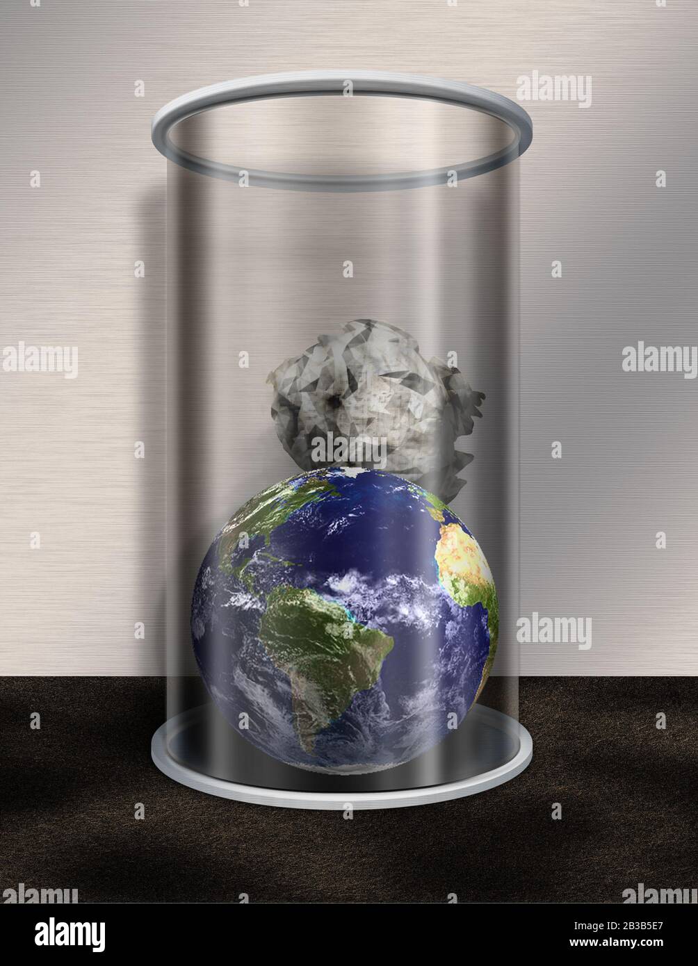 Déchets de terre. Planète dans la poubelle Photo Stock - Alamy