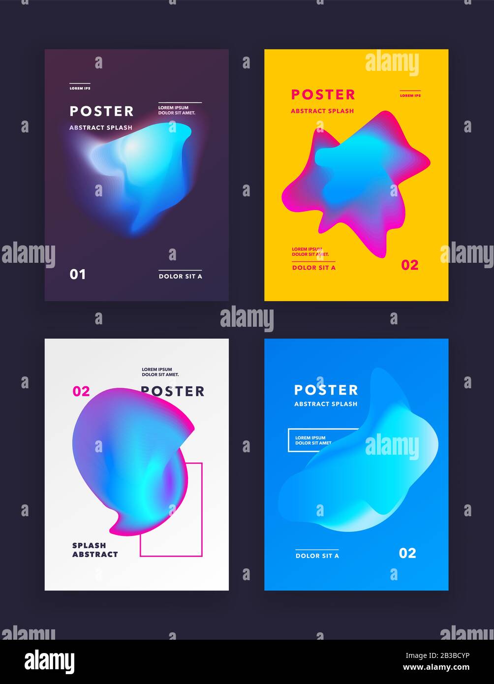 Kit de couvercles de couleur liquide. Composition des formes de fluides. Affiches futuristes Illustration de Vecteur