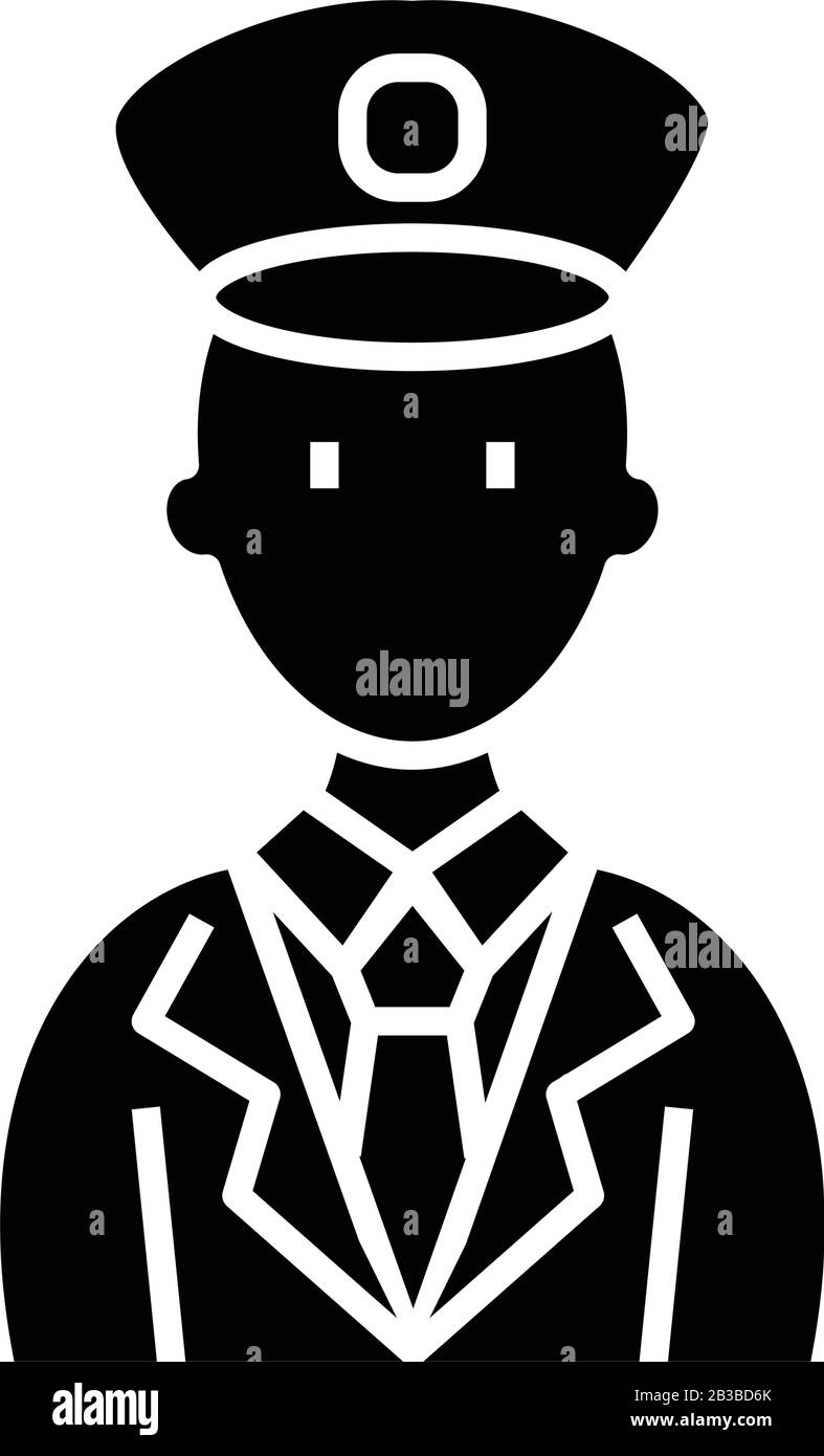 Icône noire du policier, illustration du concept, symbole vectoriel plat, signe glyphe. Illustration de Vecteur