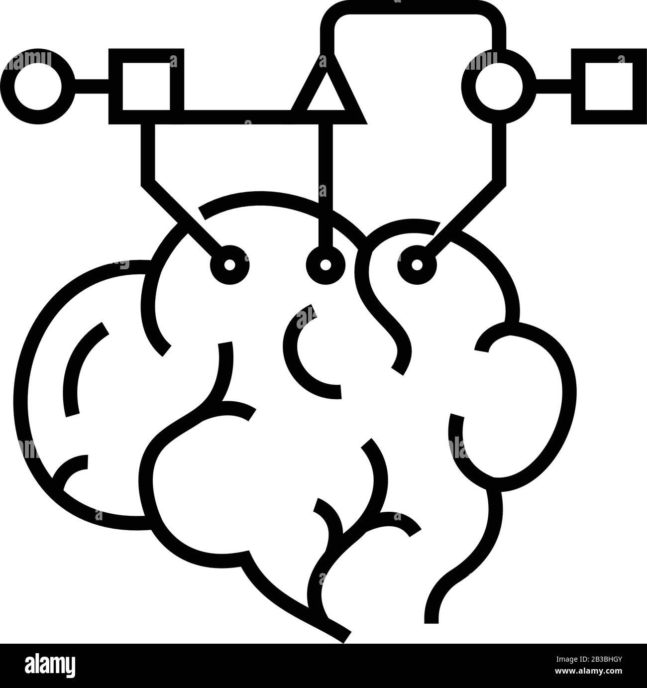 Icône de ligne de l'intellect de travail, signe de concept, illustration vectorielle de contour, symbole linéaire. Illustration de Vecteur
