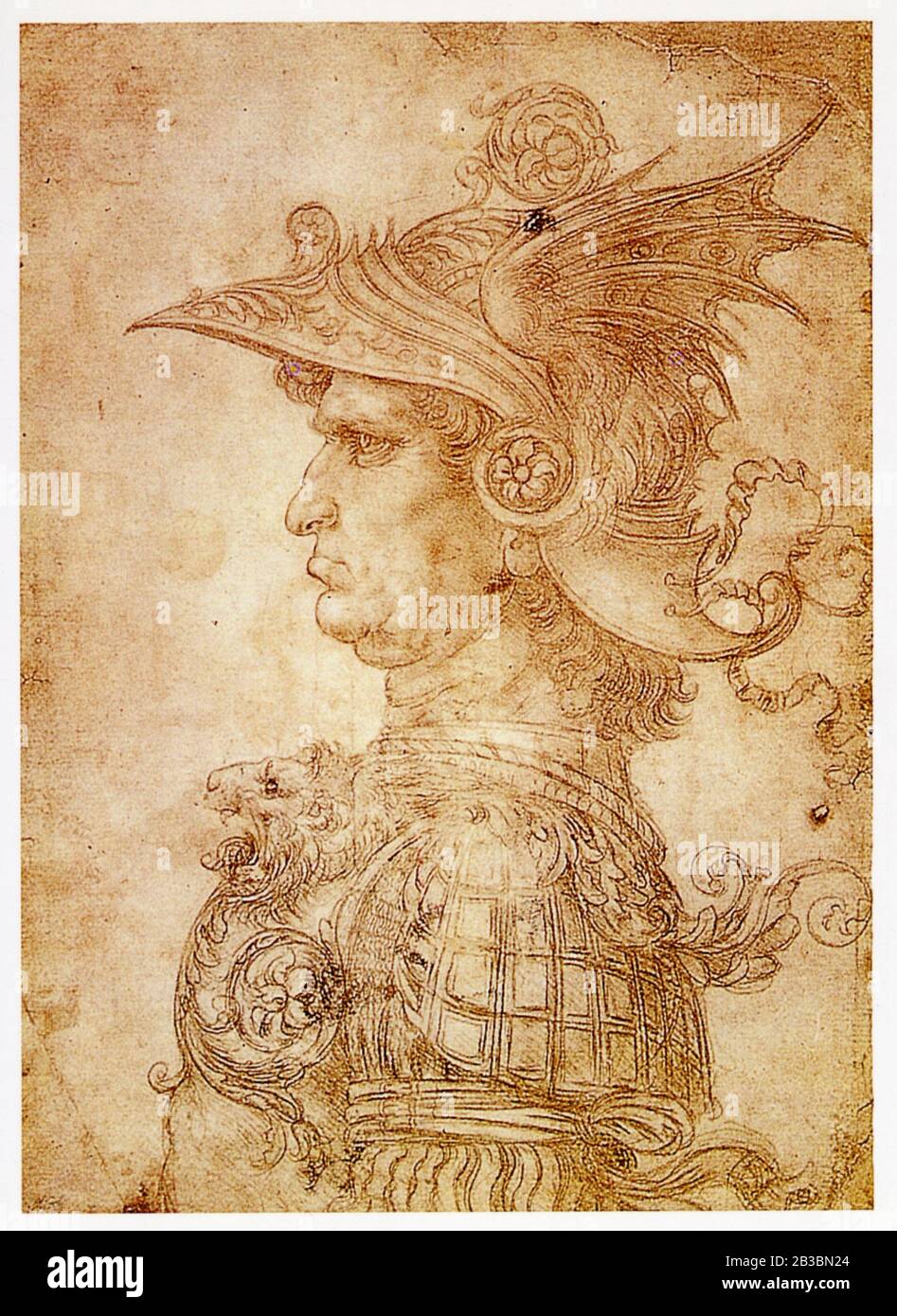 Léonard de Vinci. Profil d'un guerrier. 1475-1480 Banque D'Images