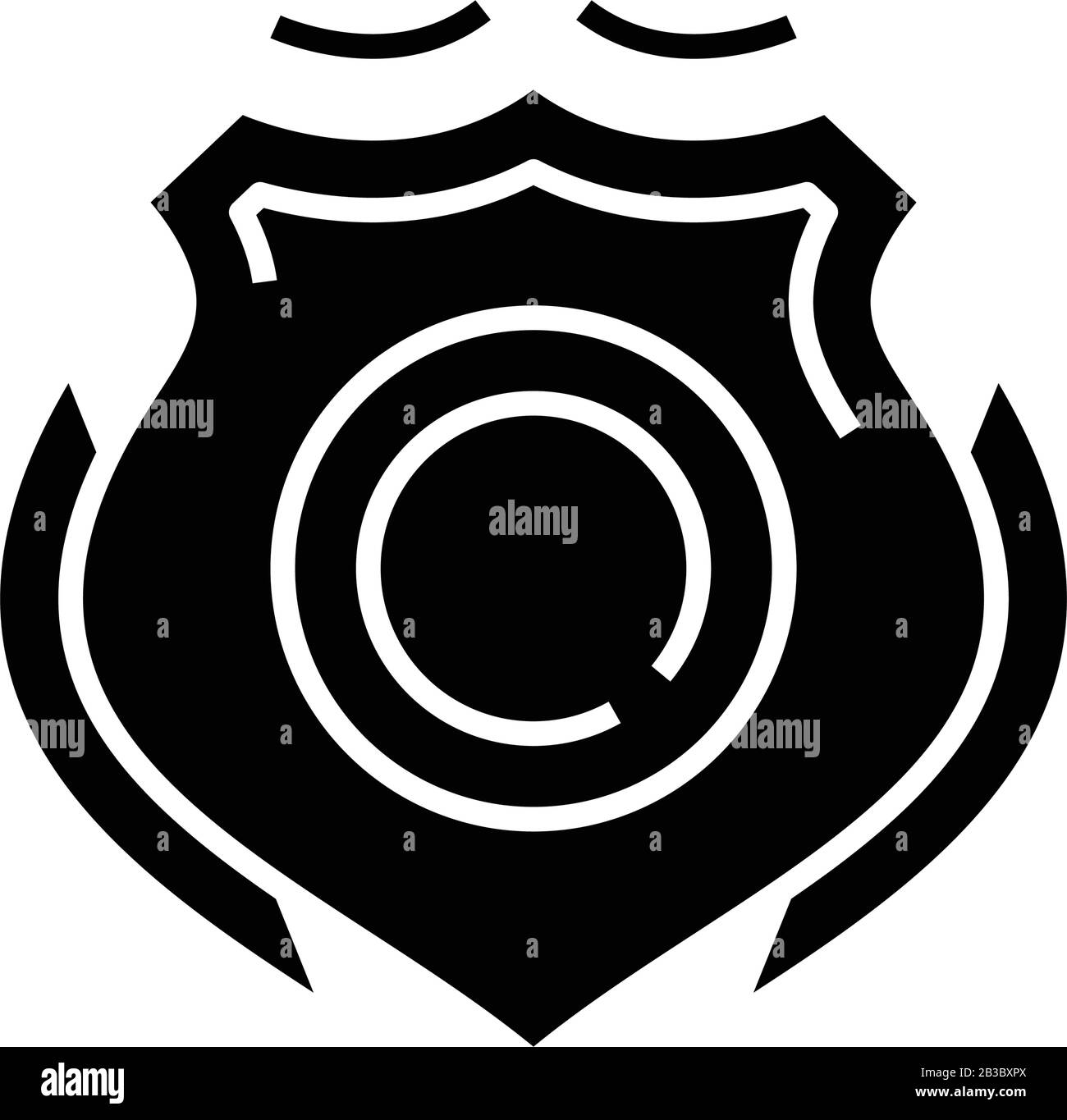 Icône noire du badge de police, illustration du concept, symbole ...