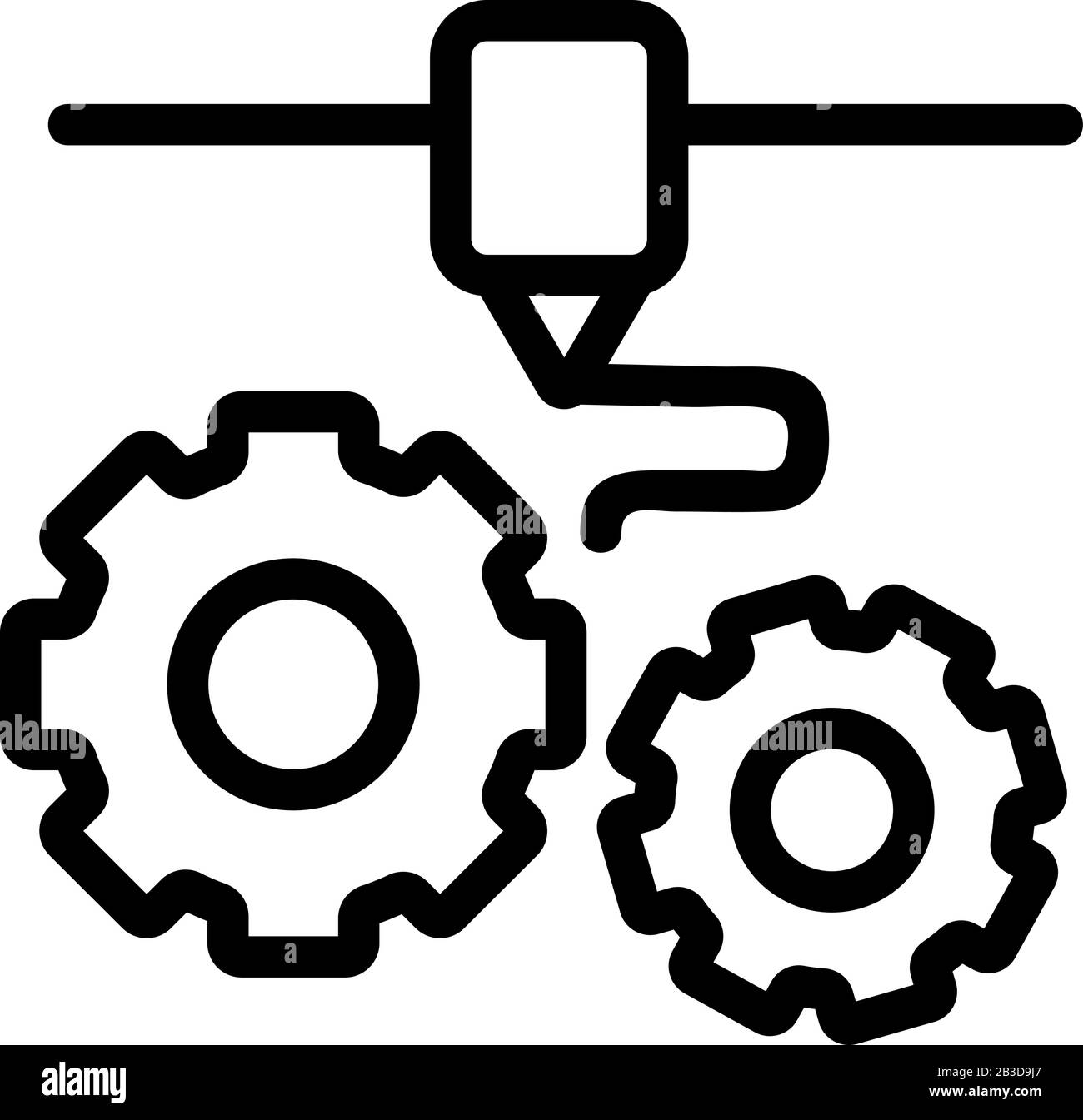 Vecteur d'icône d'imprimante d'impression tridimensionnelle. Illustration du symbole de contour isolé Illustration de Vecteur