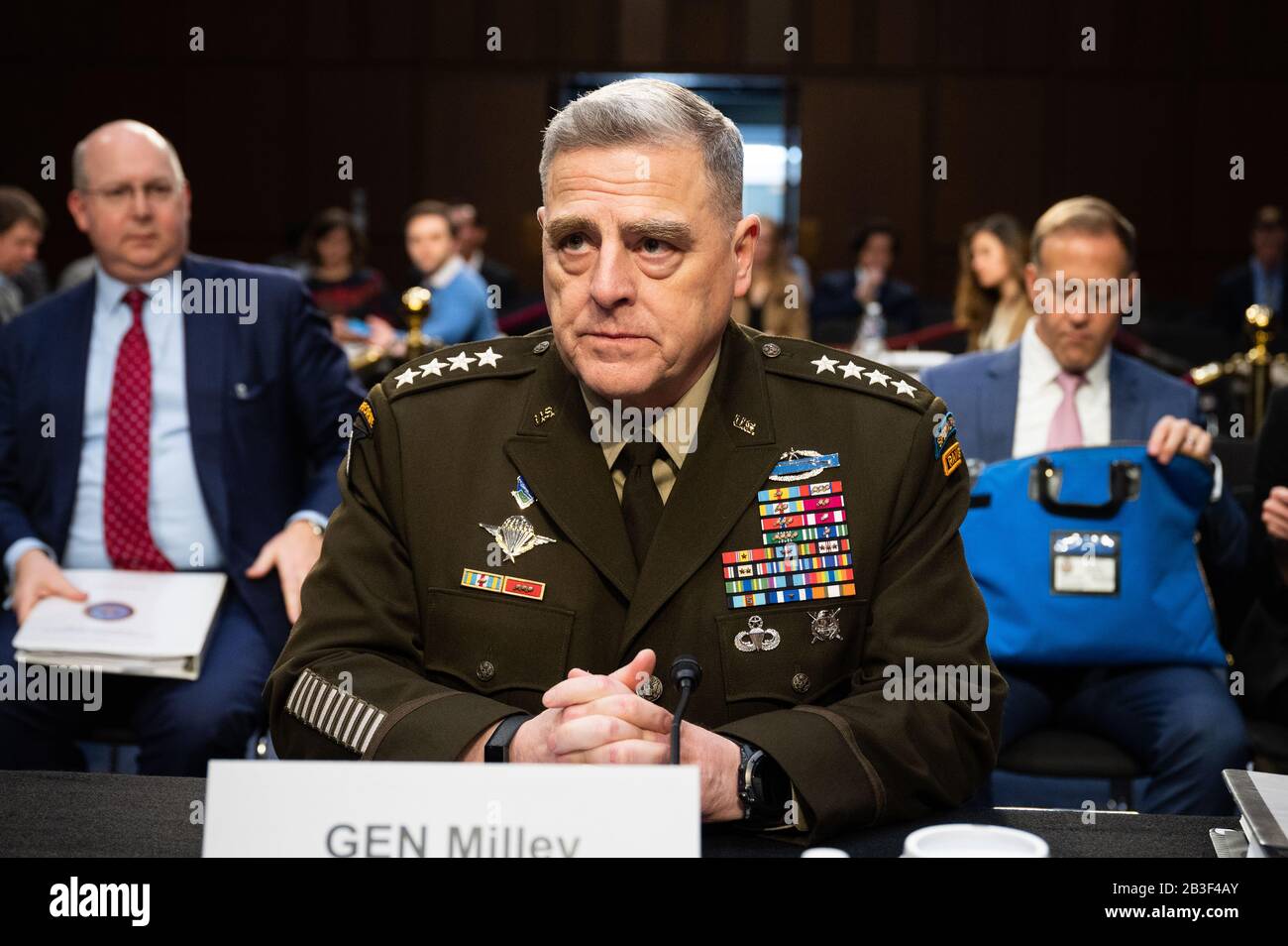 Washington, États-Unis. 04 mars 2020. Le général Mark Milley, président des chefs d'état-major interarmées, lors d'une audience du Comité sénatorial des services armés. Crédit: Sopa Images Limited/Alay Live News Banque D'Images