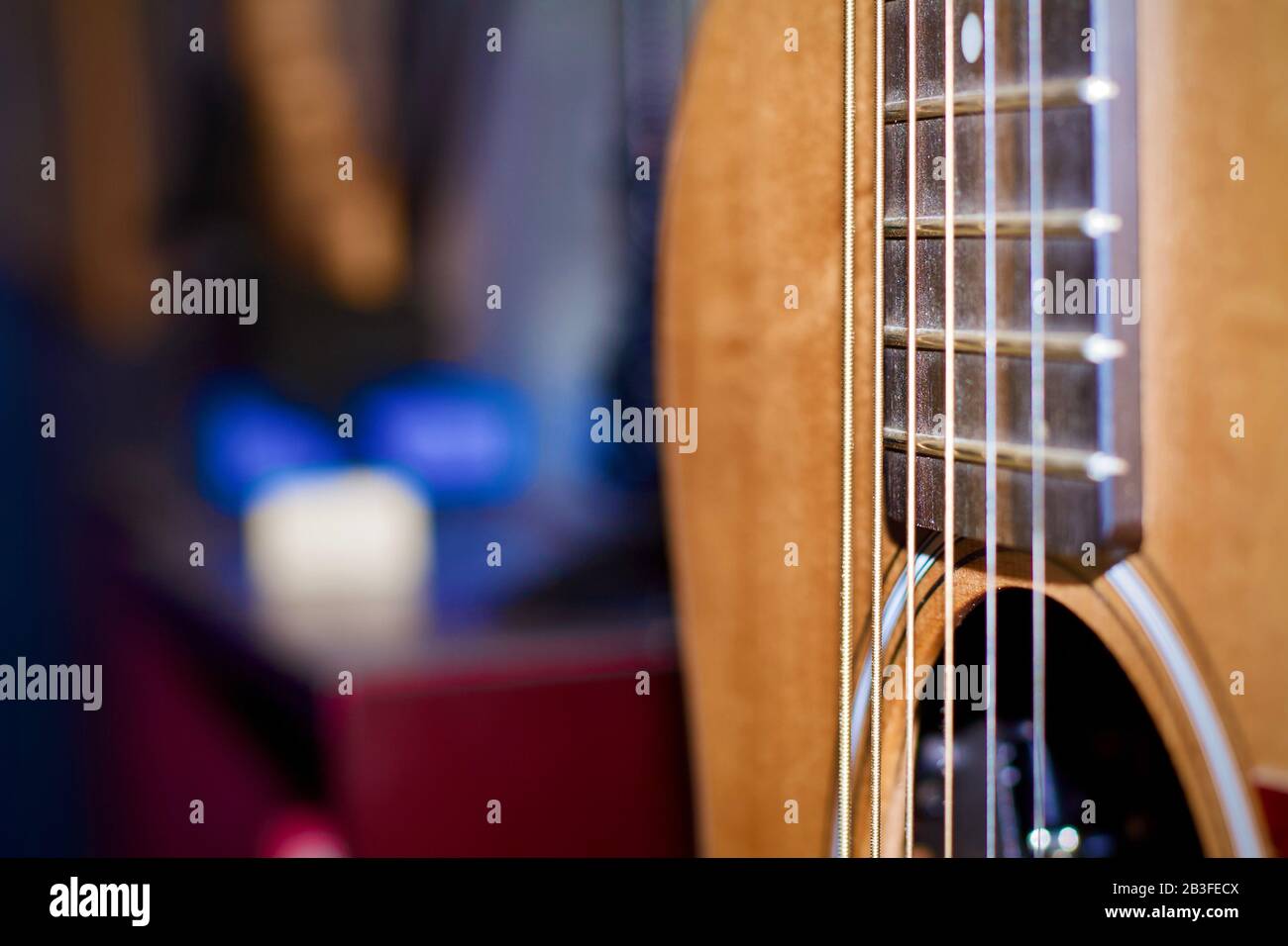 Guitare acoustique close up Banque D'Images