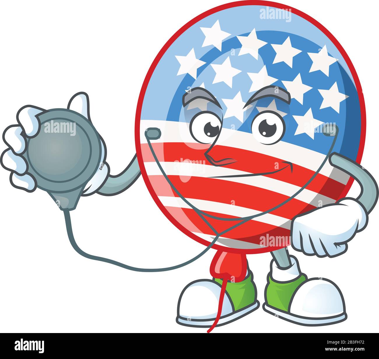 USA rayures ballon mascotte icône design comme un costume de travail Doctor avec des outils Illustration de Vecteur
