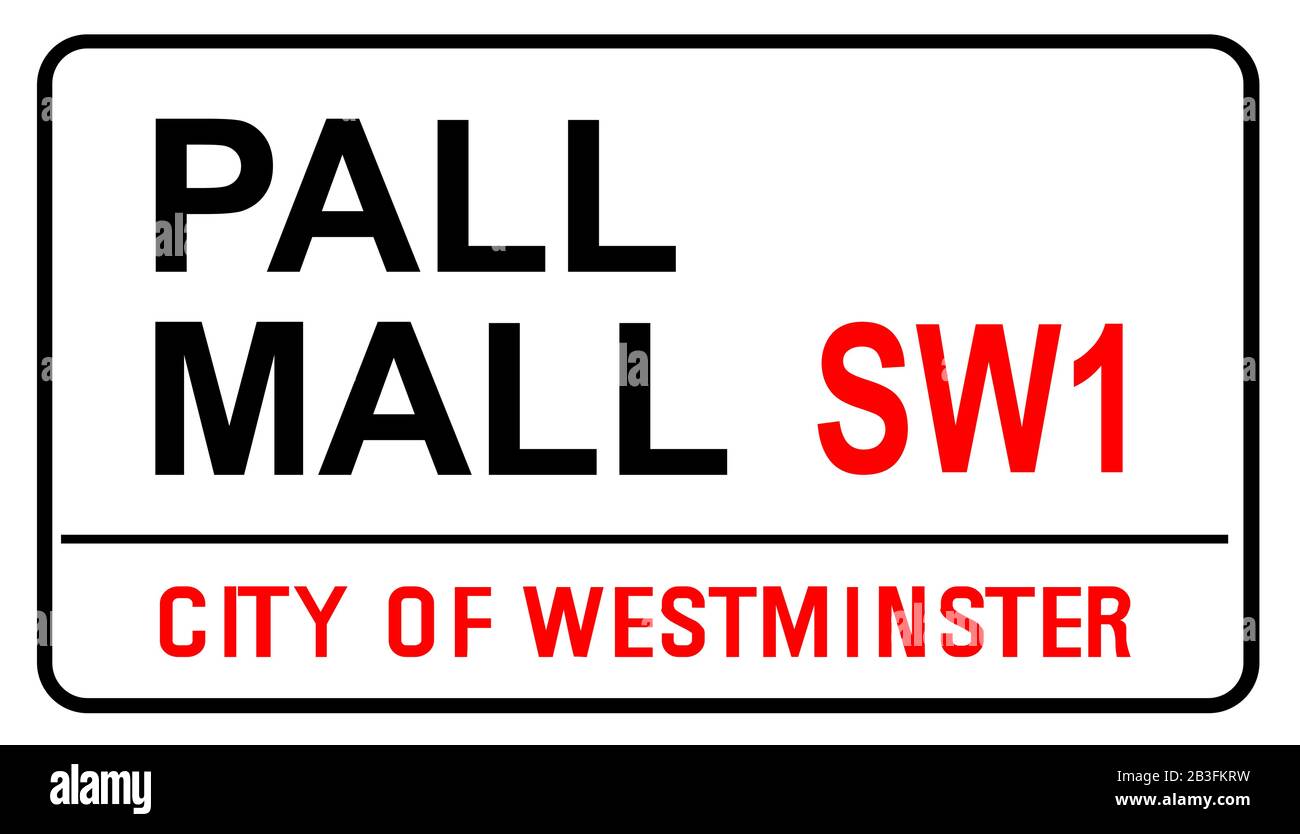Le panneau de nom de rue de Pall Mall la célèbre rue London Illustration de Vecteur