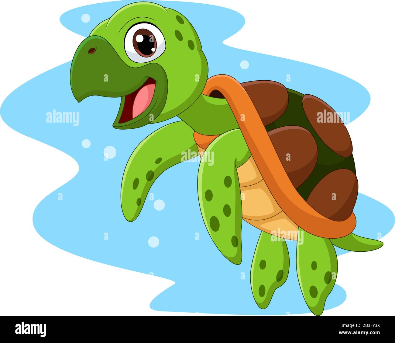 Dessin animé bonne baignade de tortue de mer Illustration de Vecteur