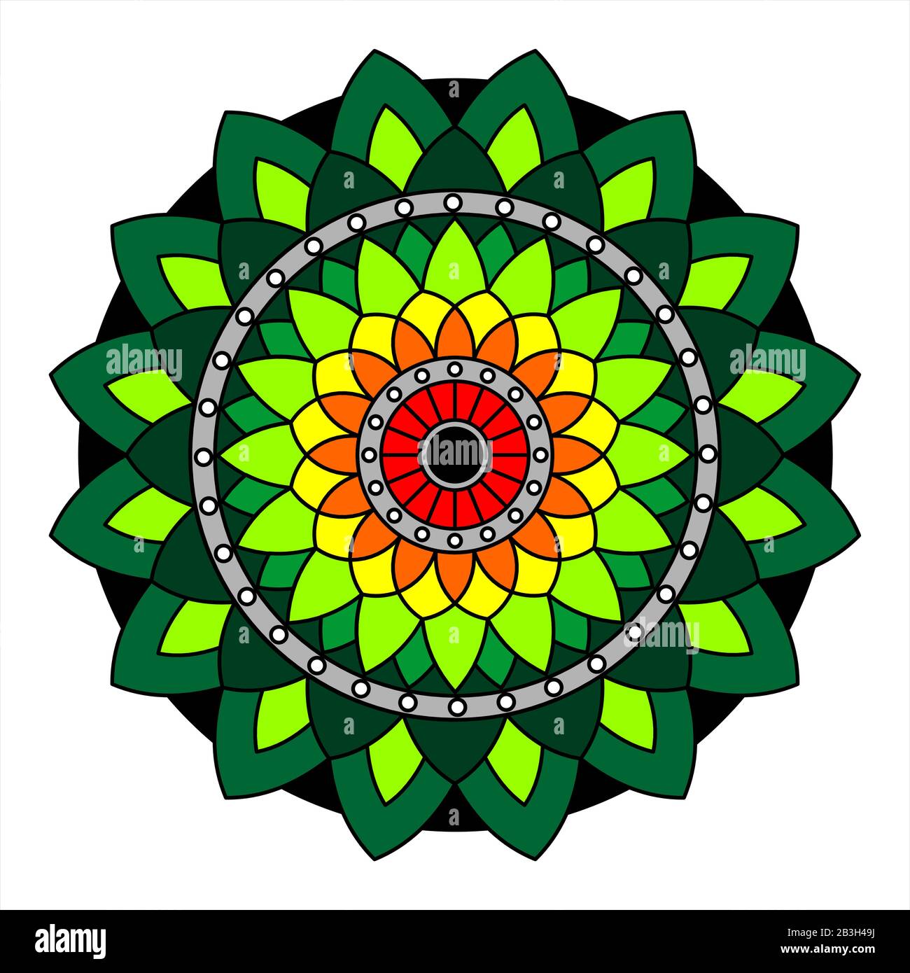 Mandala Fleuri Avec Ornement Coloré. Éléments Décoratifs, Motif Oriental, Illustration Vectorielle. Islamique, Arabe, Indien, Marocain, Turc, Pakistanais Illustration de Vecteur