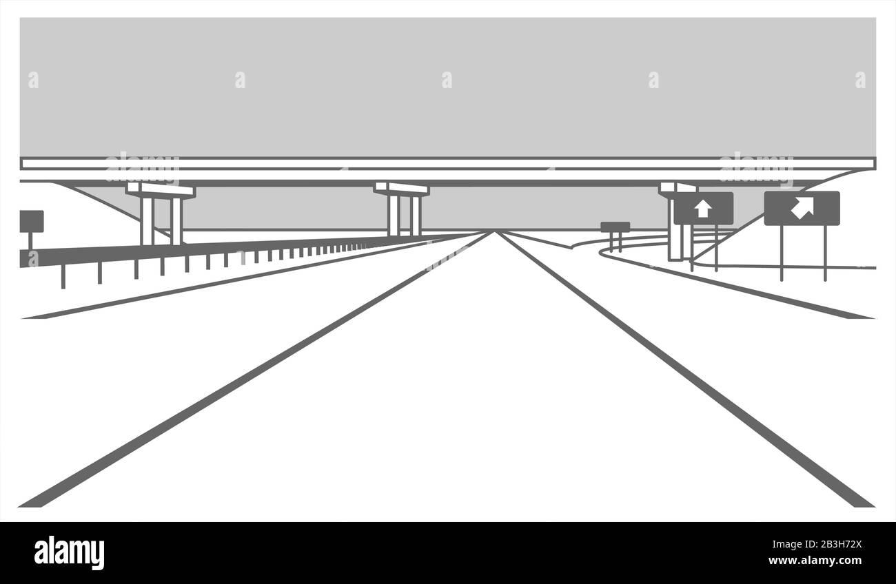Dépassement. Jonction De Route. La Route Passe Sous Le Pont. Route Surélevée. Image Vectorielle Stylisée. Illustration de Vecteur