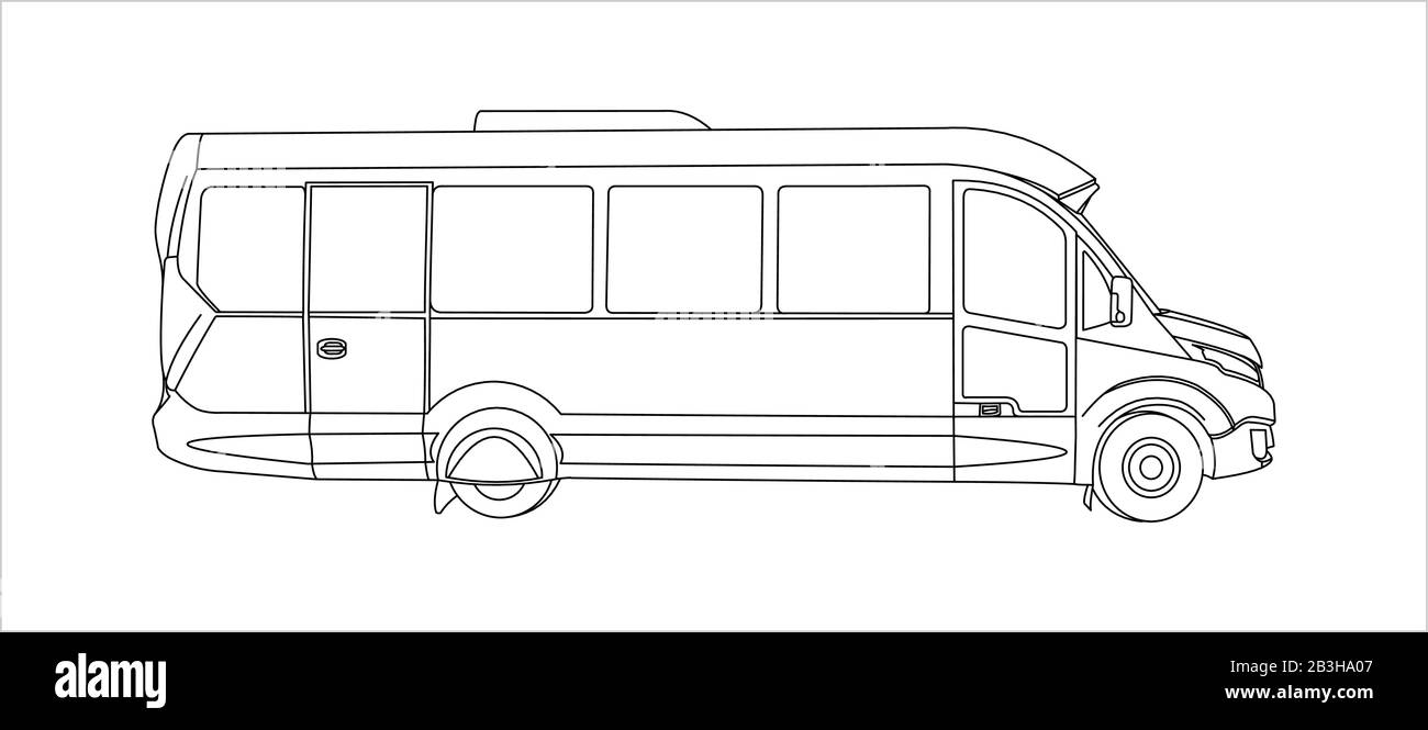 Bus Principal, Vue Latérale. Bus touristique. Bus touristique. Illustration vectorielle plate moderne sur fond blanc. Illustration de Vecteur
