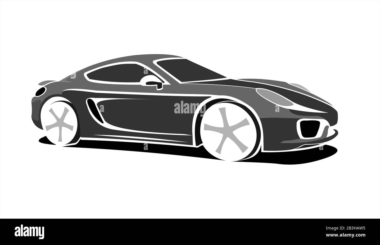 Voiture de course noir et blanc Banque d'images vectorielles - Alamy