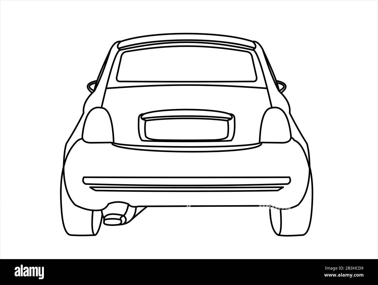 Voiture à vecteur de contour isolée sur fond blanc, vue arrière. Illustration plate moderne. Illustration de Vecteur