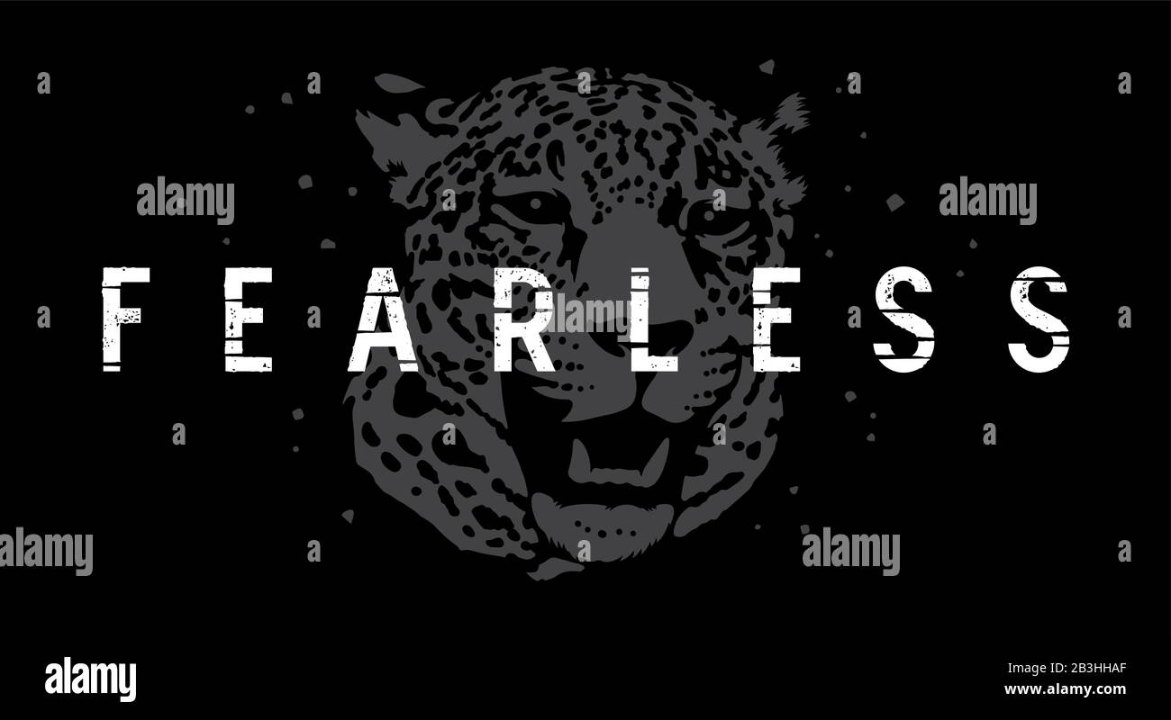 Texte avec illustration vectorielle tête léopard pour le motif t-shirt Illustration de Vecteur