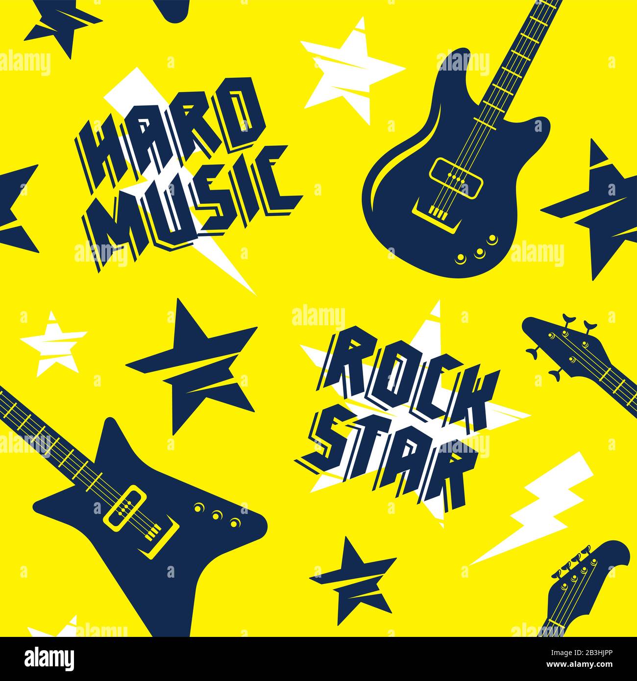 Musique rock sans coutures. Fond vectoriel sans fin avec attributs de musique rock pour les vêtements de t-shirt pour bébés Illustration de Vecteur