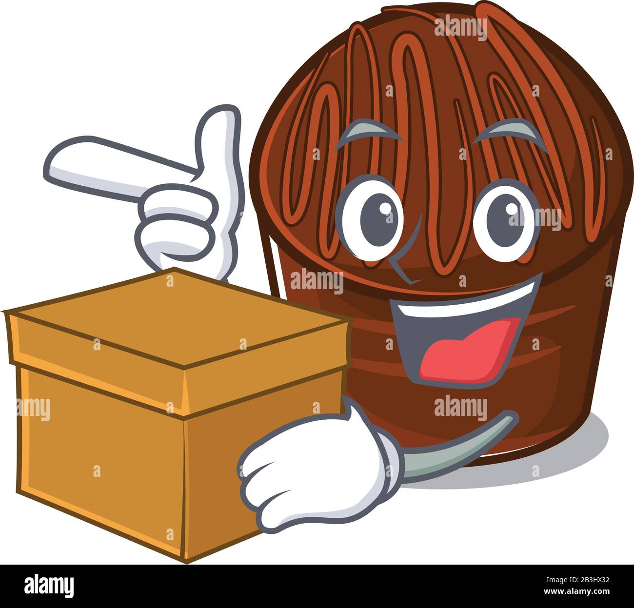 Mignon chocolat bonbon personnage de dessin animé ayant une boîte Illustration de Vecteur