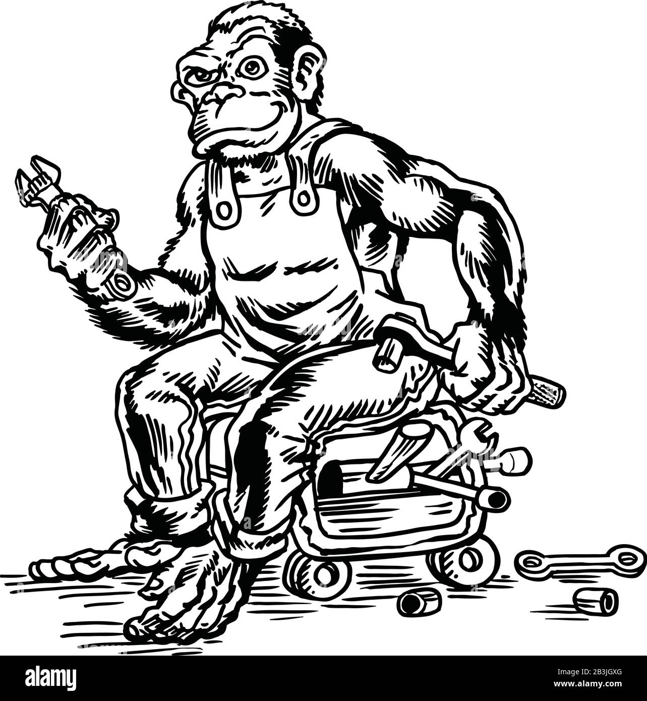 Graisser L'Illustration Vectorielle Monkey Cartoon Illustration de Vecteur