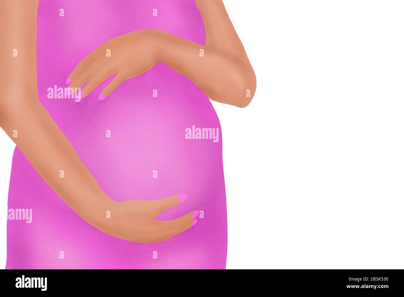Belle Illustration Dessin D Une Femme Enceinte Tenant Son Ventre Avec Les Deux Mains Sur Un Fond Blanc Isole Procreer Programme Photo Stock Alamy
