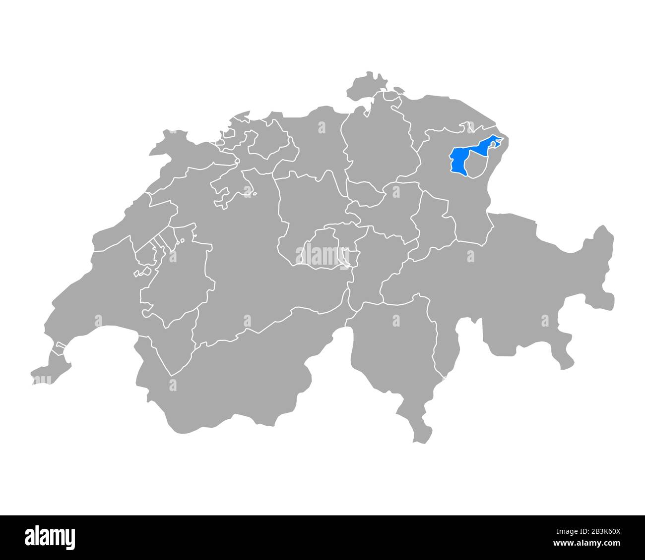 Carte d'Appenzell Rhodes-extérieures en Suisse Banque D'Images