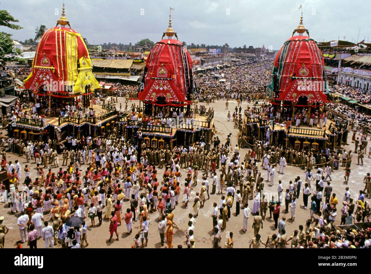 Rath yatra Rathyatra car festival le voyage de Jagannath puri, Orissa, Inde, Asie Banque D'Images