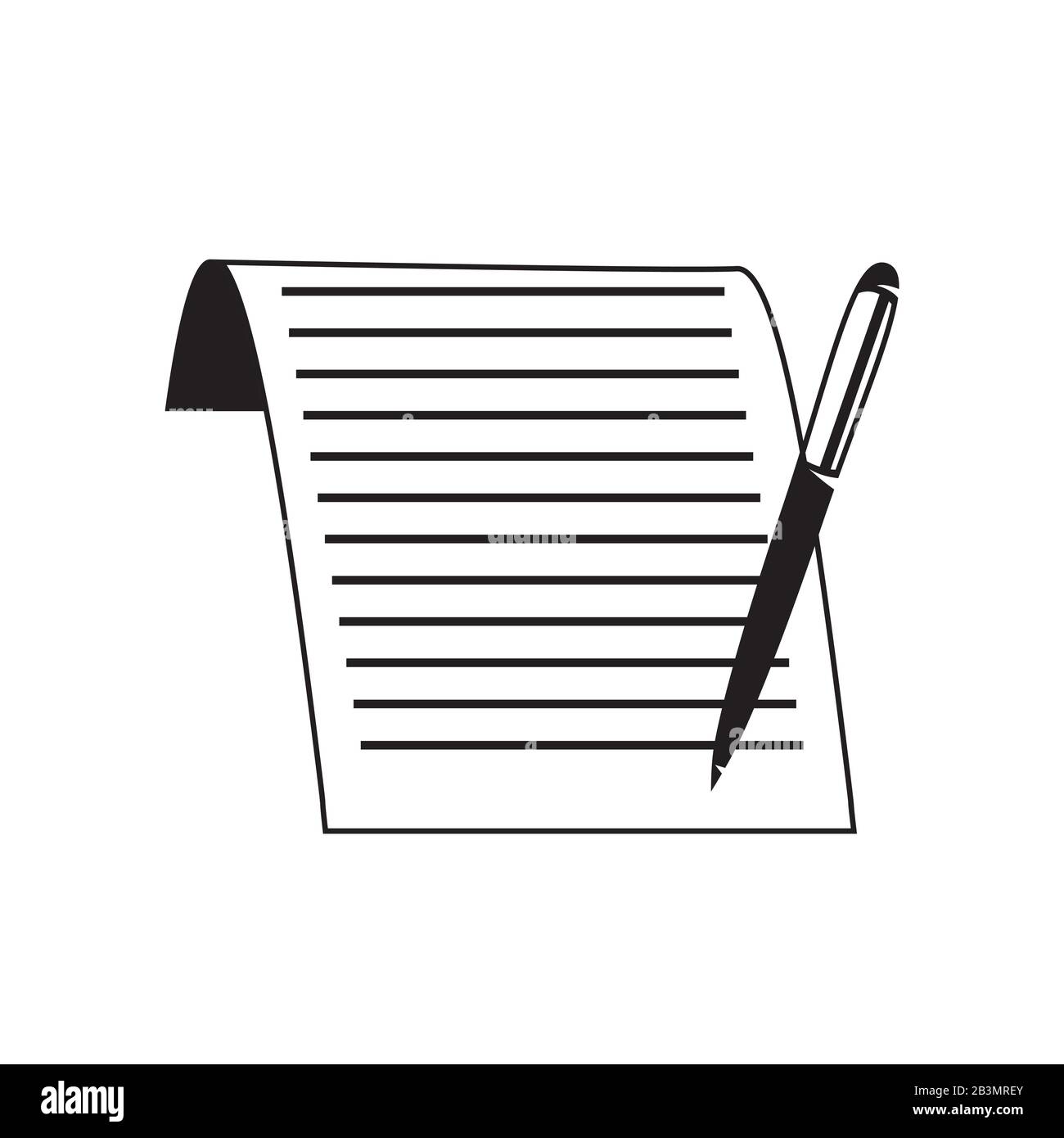 Icône de document une feuille de papier et un stylo sur un fond blanc  isolé. Image vectorielle Image Vectorielle Stock - Alamy