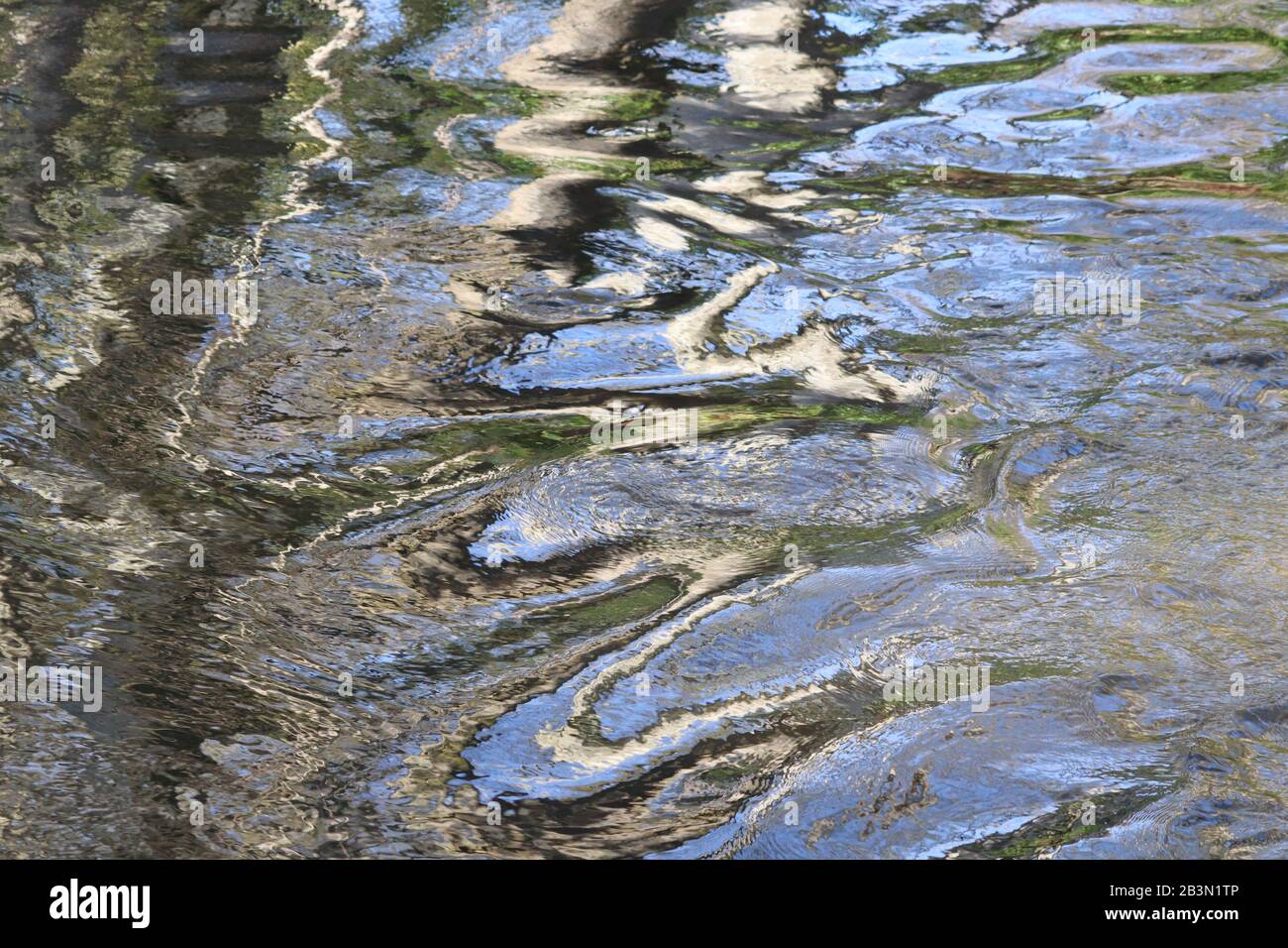 Motifs abstraits dans les réflexions de l'eau de rivière Banque D'Images