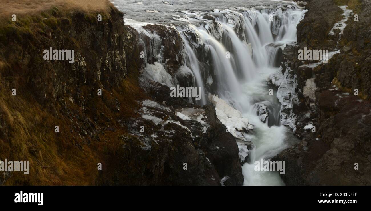 Cascade De Kolugljufur, Islande, Régions Polaires Banque D'Images