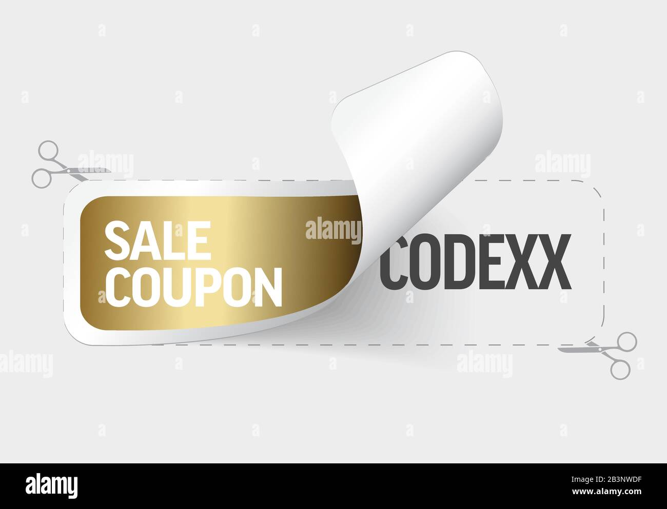 Modèle d'autocollant doré affichant le numéro de code de bon de vente Illustration de Vecteur