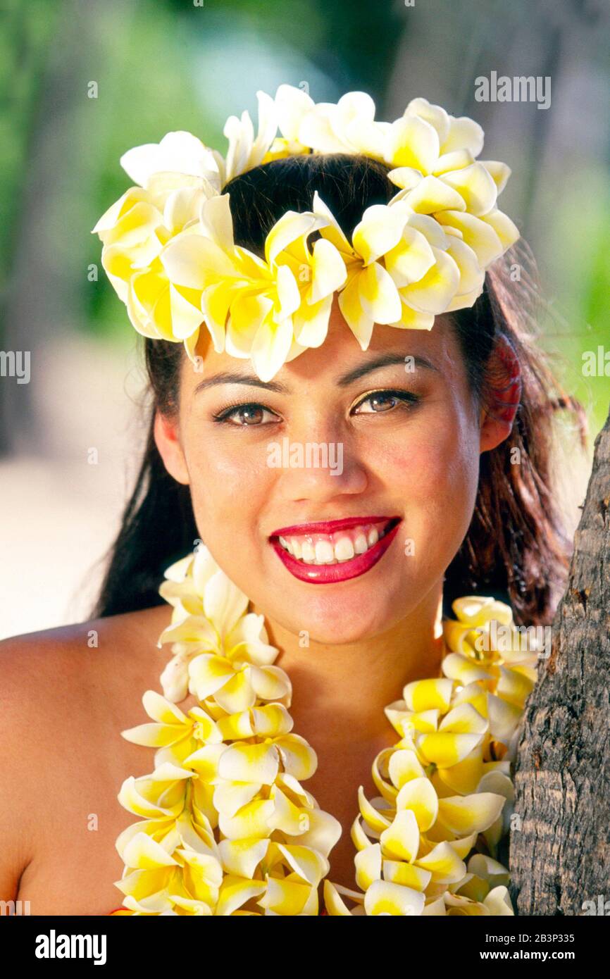 Maedchen von der Insel Oahu - Hawaï, fille de Hawaï, Banque D'Images