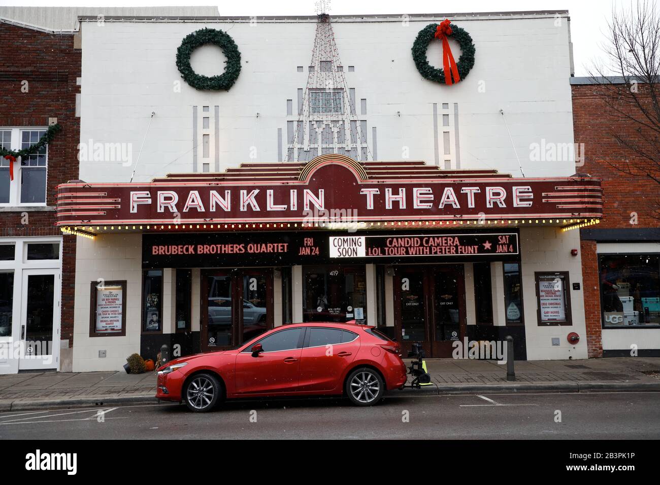 Franklin Theatre une maison de cinéma historique restaurée aujourd'hui un célèbre lieu de musique locale sur la rue principale du centre-ville de Franklin.Tennessee.USA Banque D'Images