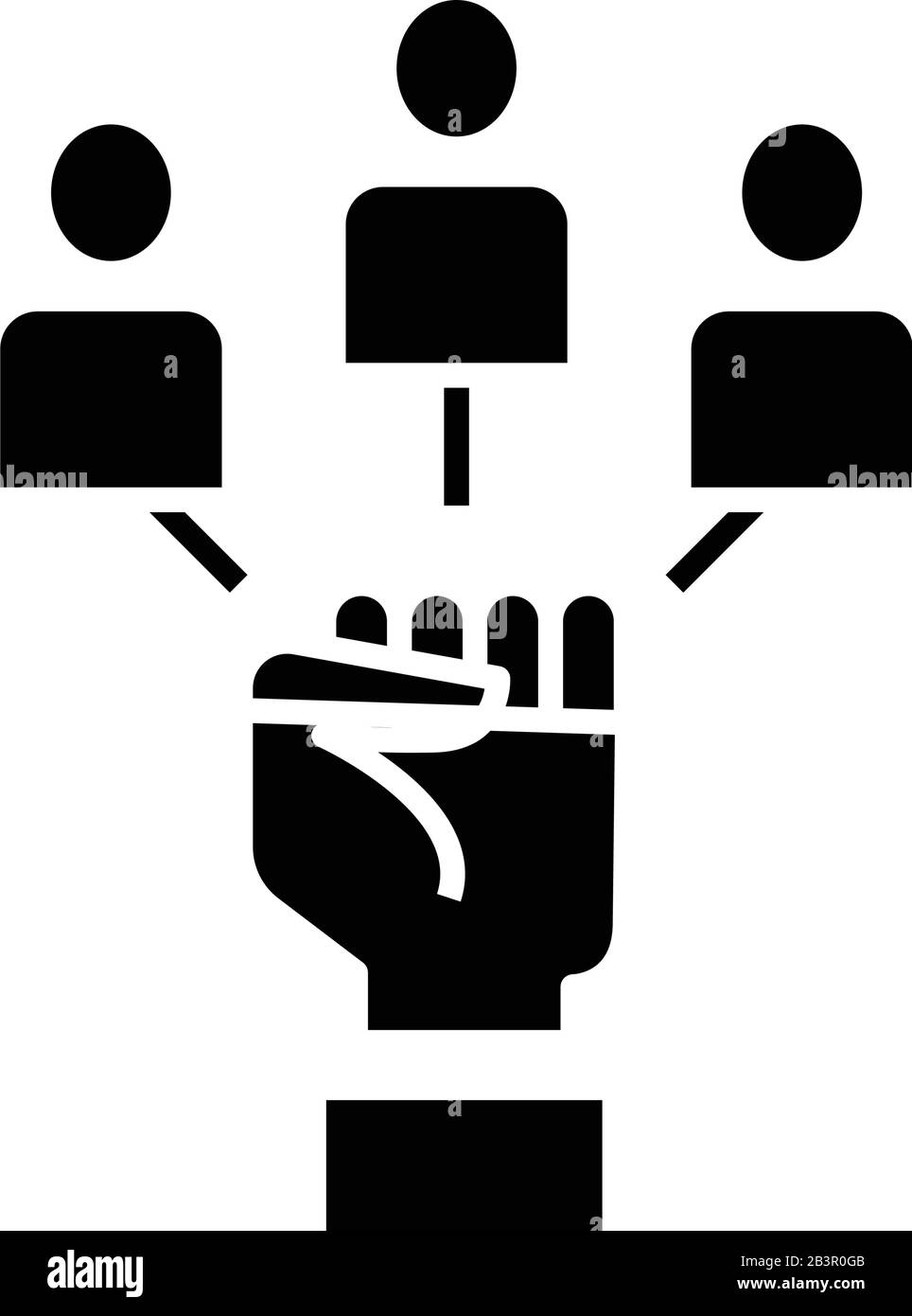 Icône noire de ligne d'attache forte, illustration de concept, symbole plat vectoriel, signe glyphe. Illustration de Vecteur