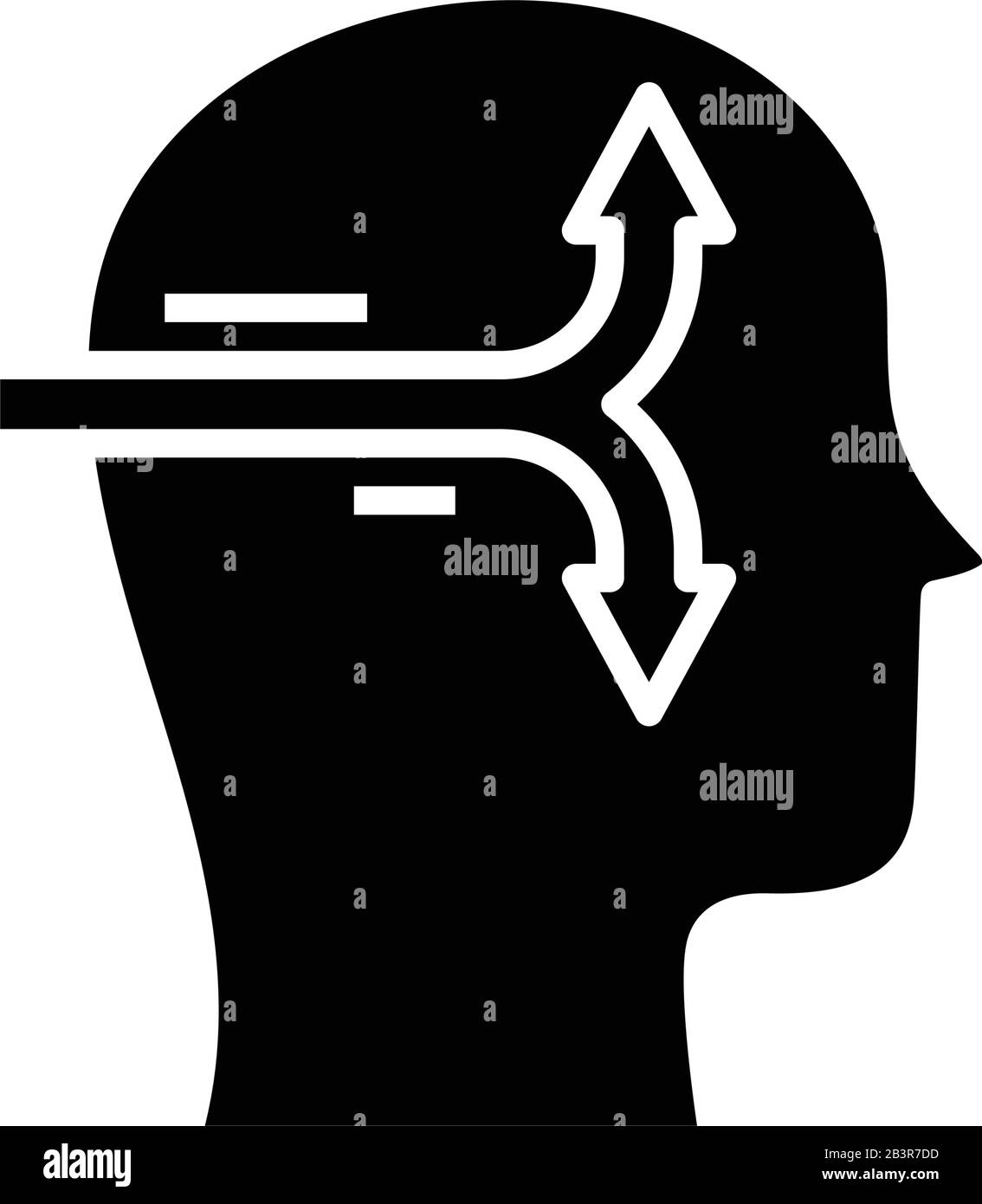 Icône noire Storm Mind, illustration conceptuelle, symbole vectoriel plat, signe glyphe. Illustration de Vecteur
