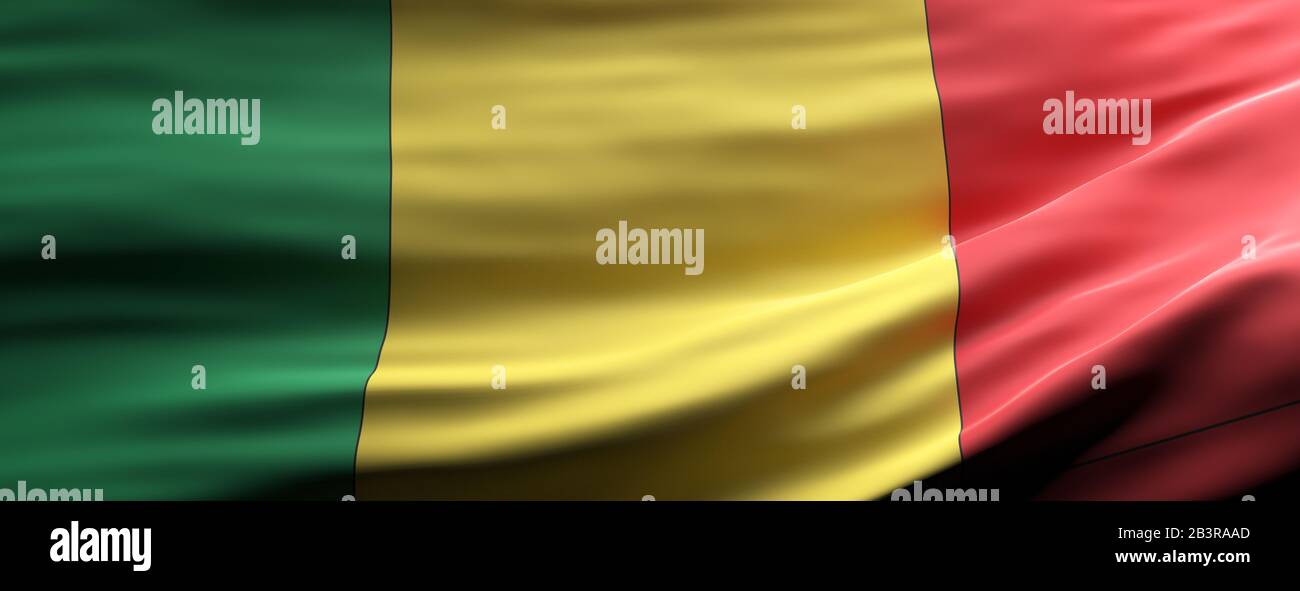 Symbole du Mali. Mali drapeau national waving texture fond, bannière. illustration tridimensionnelle Banque D'Images