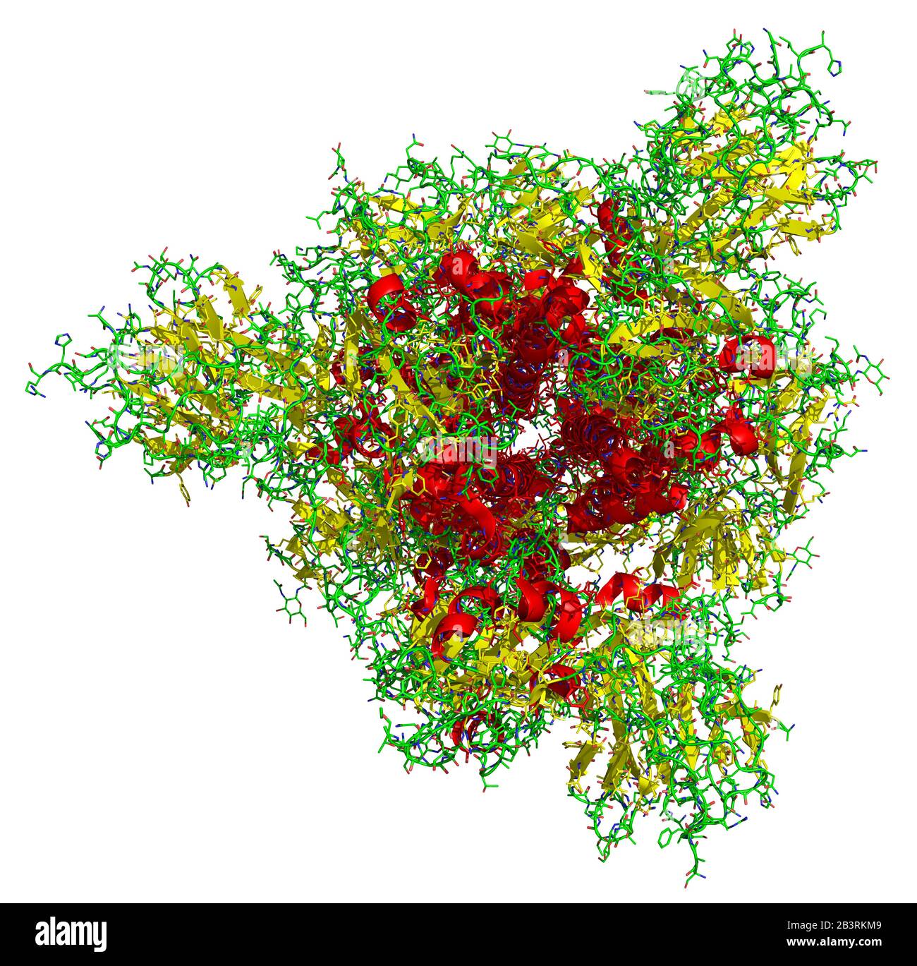 Structure tridimensionnelle de la pointe du coronavirus 2019-nCoV, cible du vaccin contre le Covid-19. PDB 6 VSB Banque D'Images