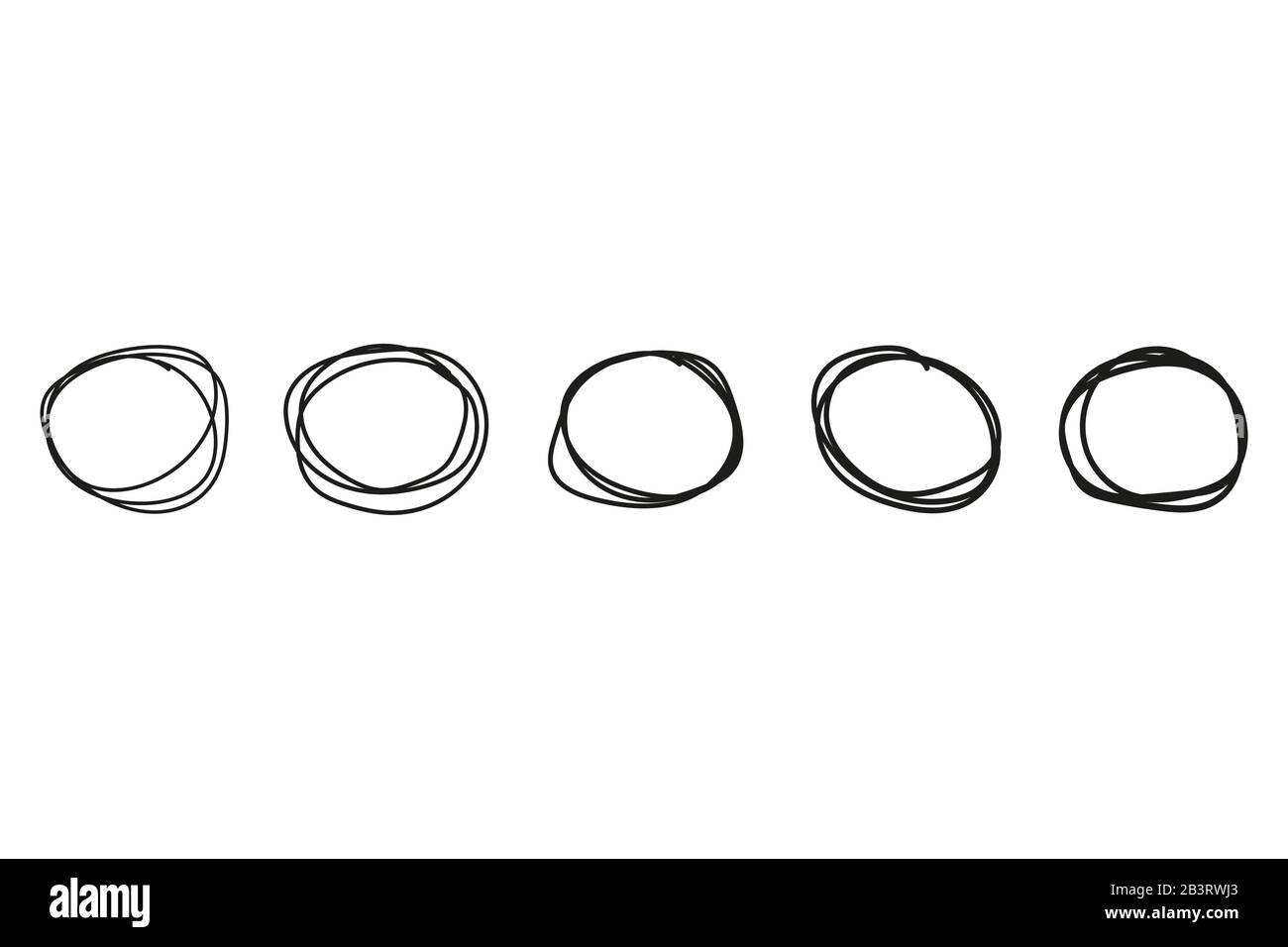 Jeu d'esquisses de ligne de cercle de tirage à la main. Illustration de Vecteur