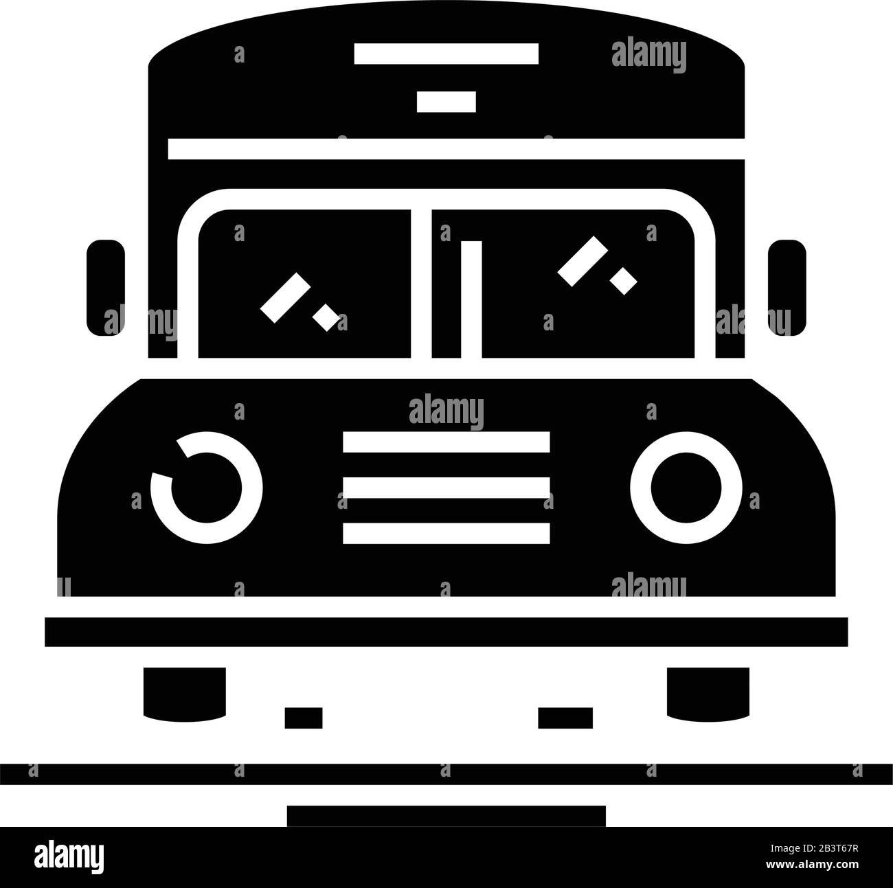 Icône noire du bus scolaire, illustration du concept, symbole vectoriel plat, signe glyphe. Illustration de Vecteur