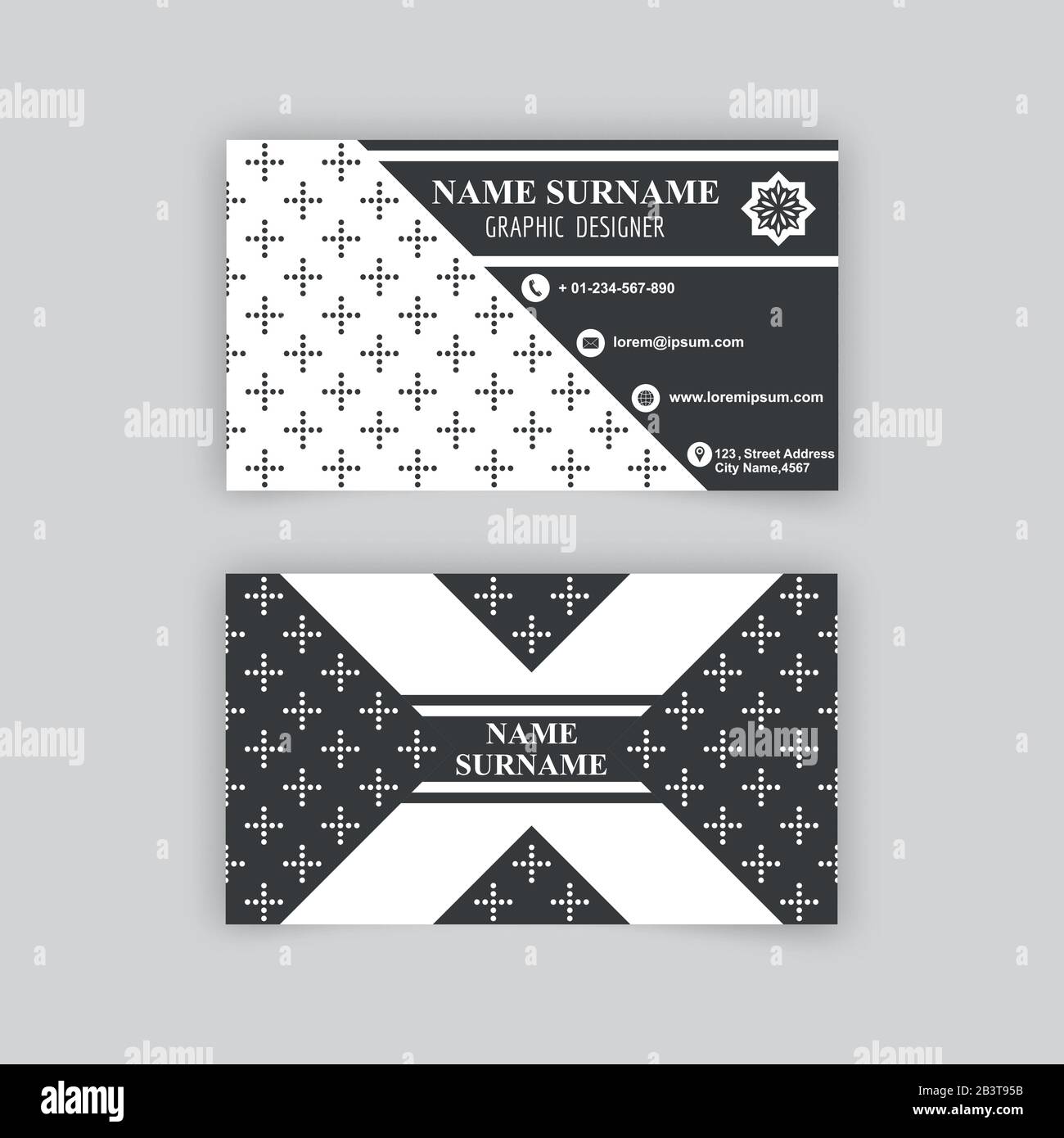 Modèle vierge de carte de visite avec fond texturé à partir de croix en pointillés. Elément vectoriel de la conception graphique Illustration de Vecteur