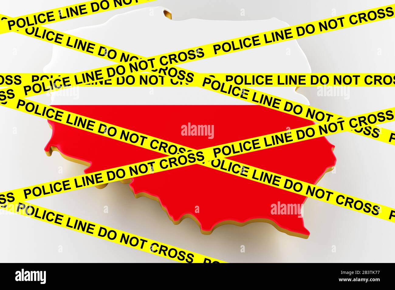 Pologne concept de crime, enquête de police. Carte de la Pologne. Carte de la Pologne frontière terrestre avec le drapeau. rendu tridimensionnel Banque D'Images