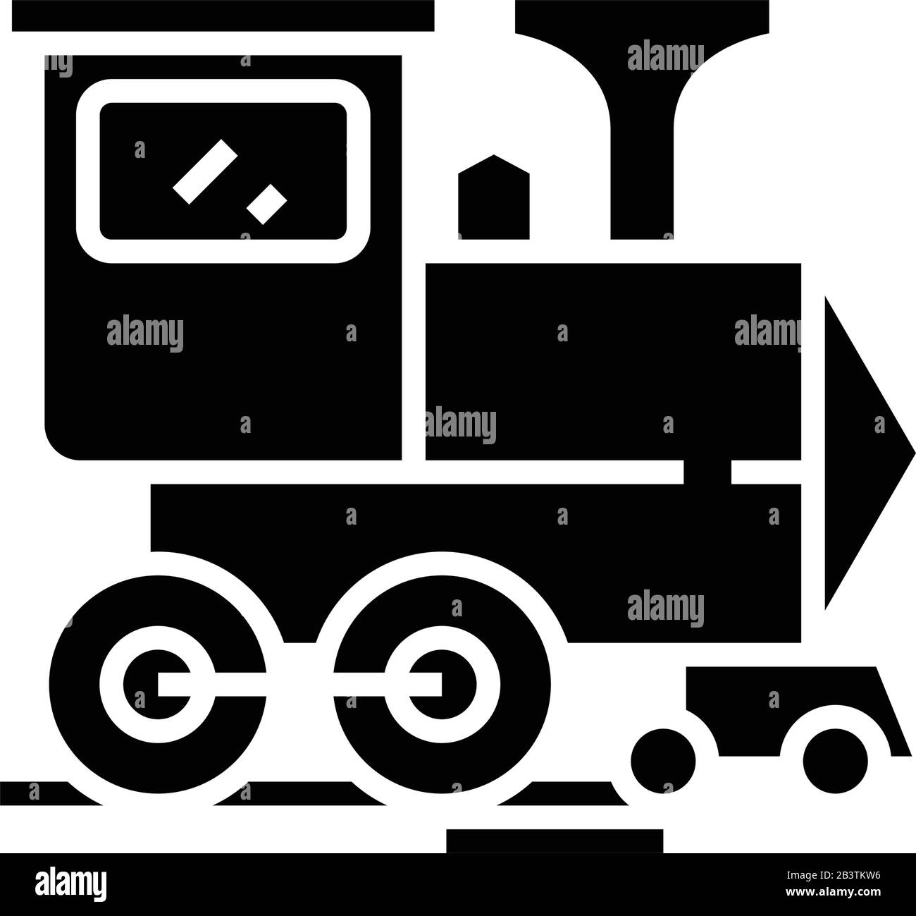 Icône noire de locomotive à vapeur, illustration conceptuelle, symbole vectoriel plat, signe glyphe. Illustration de Vecteur