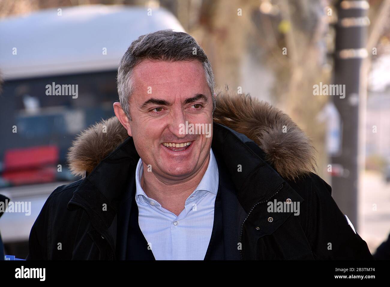 Candidat aux élections du maire de Marseille, le sénateur Stéphane Rvier, campagne à Marseille. Banque D'Images