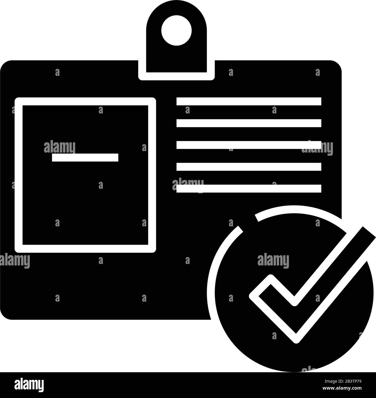 Icône noire de l'employé enregistré, illustration du concept, symbole plat vectoriel, signe glyphe. Illustration de Vecteur