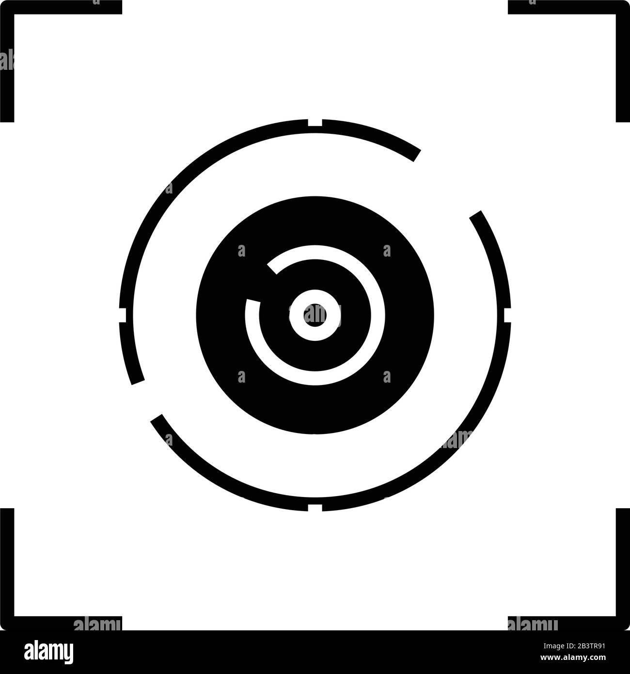 Icône noire cible, illustration conceptuelle, symbole plat vectoriel, signe glyphe. Illustration de Vecteur