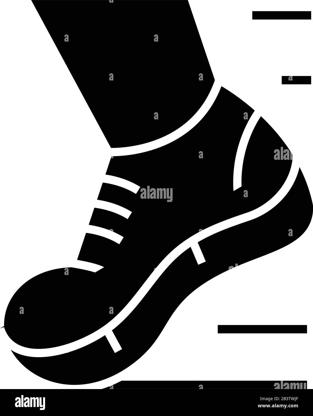 Chaussures de course à pied icône noire, illustration conceptuelle, symbole plat vectoriel, signe glyphe. Illustration de Vecteur