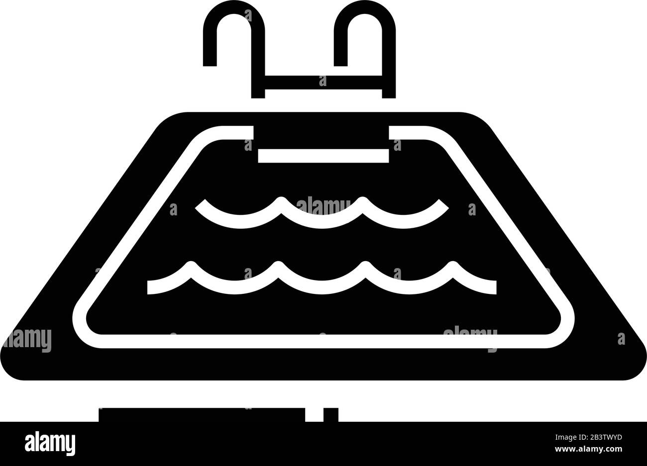 Piscine icône noire, illustration du concept, symbole vectoriel plat, signe glyphe. Illustration de Vecteur