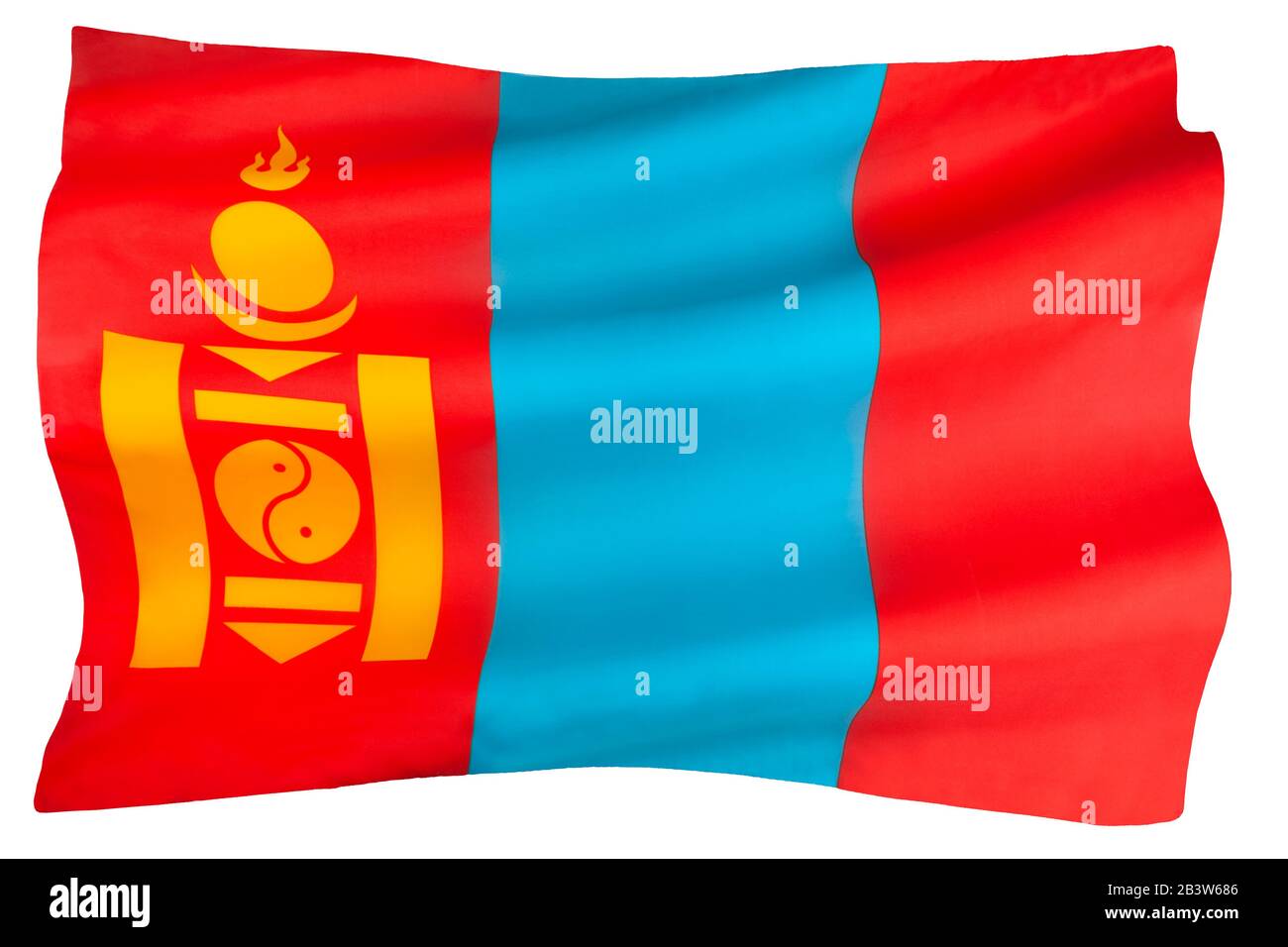Le drapeau d'Etat de la Mongolie - Adopté le 12 janvier 1992. Banque D'Images