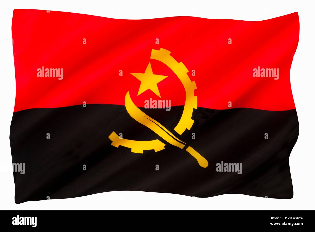 Le drapeau national de l'Angola - Adopté lorsque l'Angola a obtenu son indépendance du Portugal le 11 novembre 1975. Banque D'Images